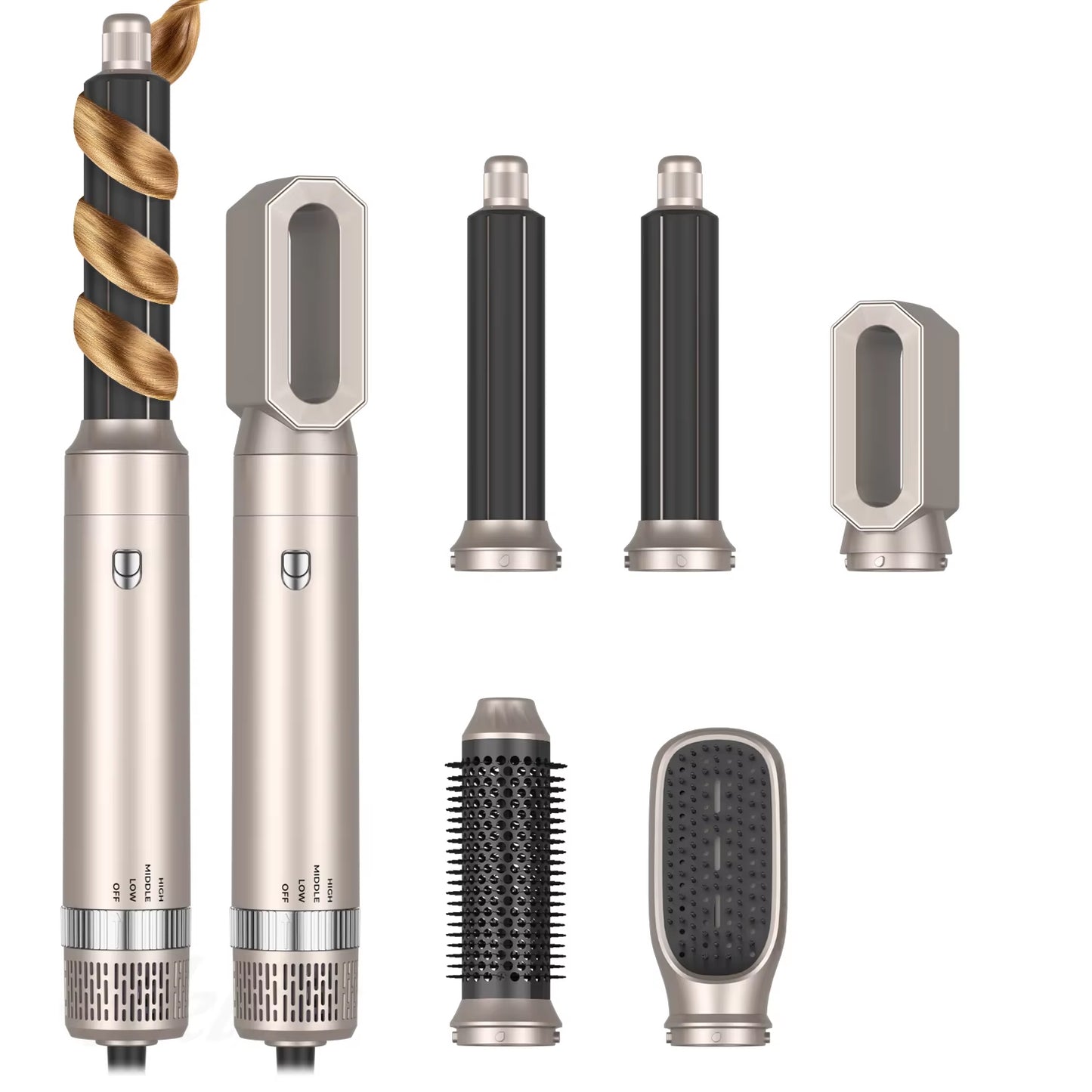 Hair Dryer 5 in 1 Multifunctional Electric Comb Negative Ion Straightcomb Curling Iron Detachable Bruening Brush Hair Dryer