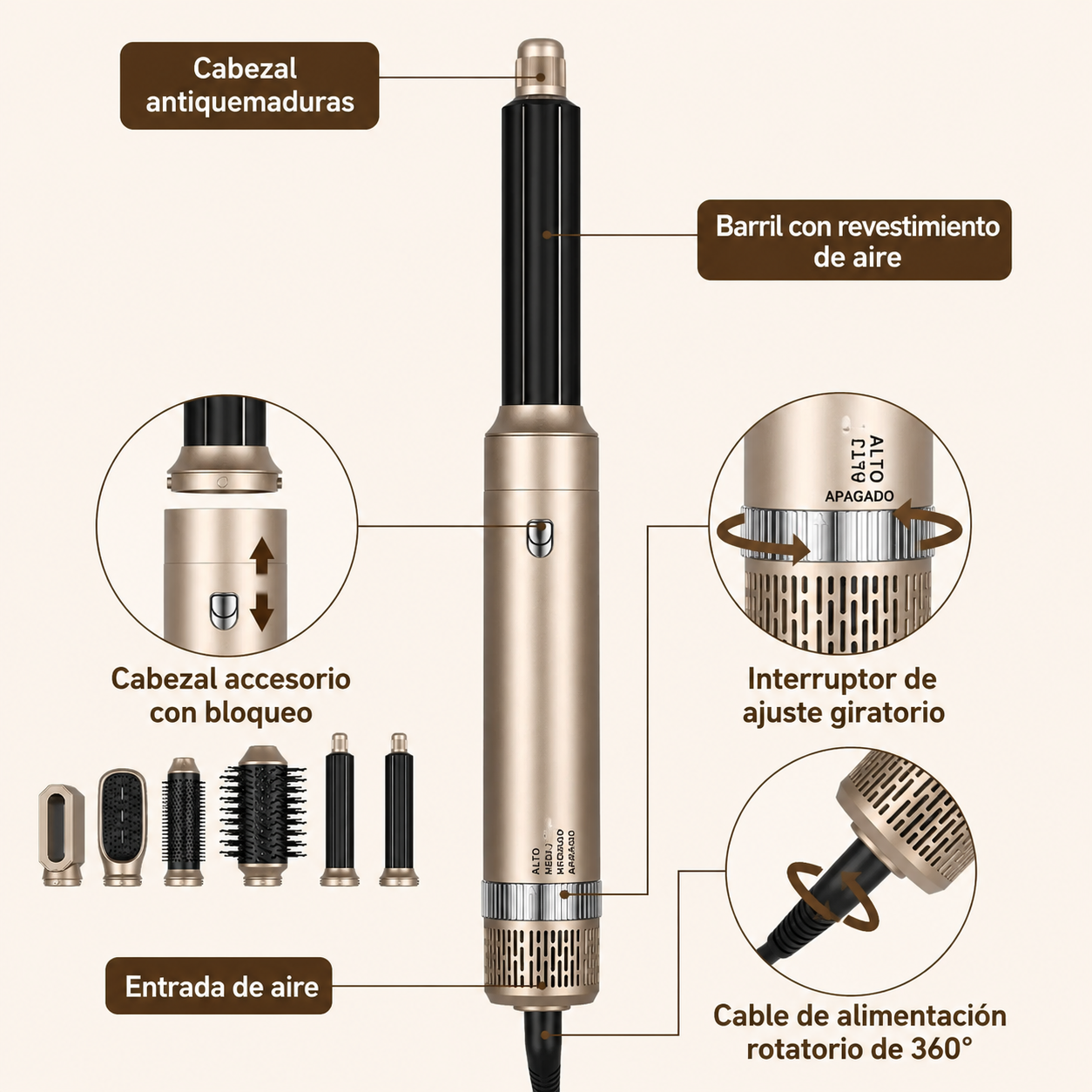 Secador de pelo 5 en 1